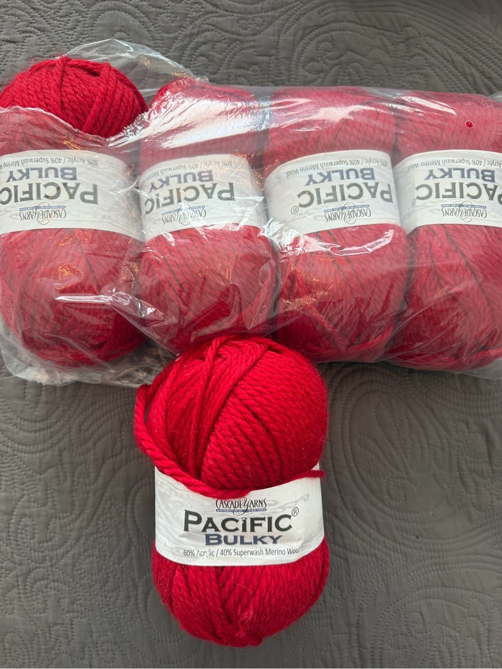 Cascade farms Pacific Bulky Red Wool Blend Yarn - Single Skein